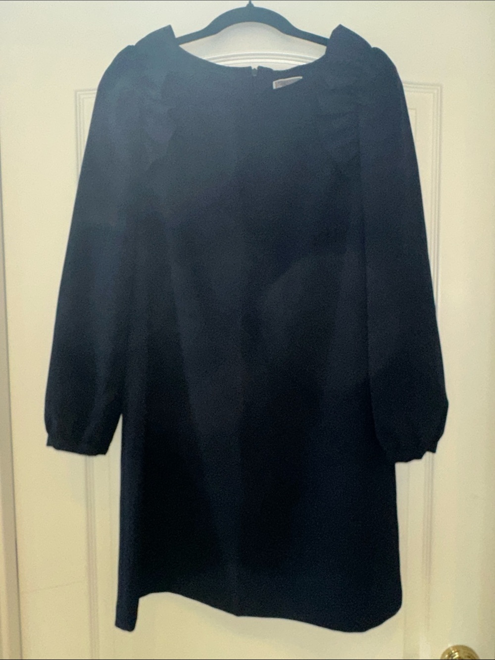 Chelsea 28 Navy Blue Long Sleeve Shift Dress with Ruffle Collar size 6